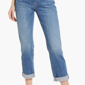 MOTHER Superior The Scrapper Cuff Ankle Fray in “Running With Scissors” wash